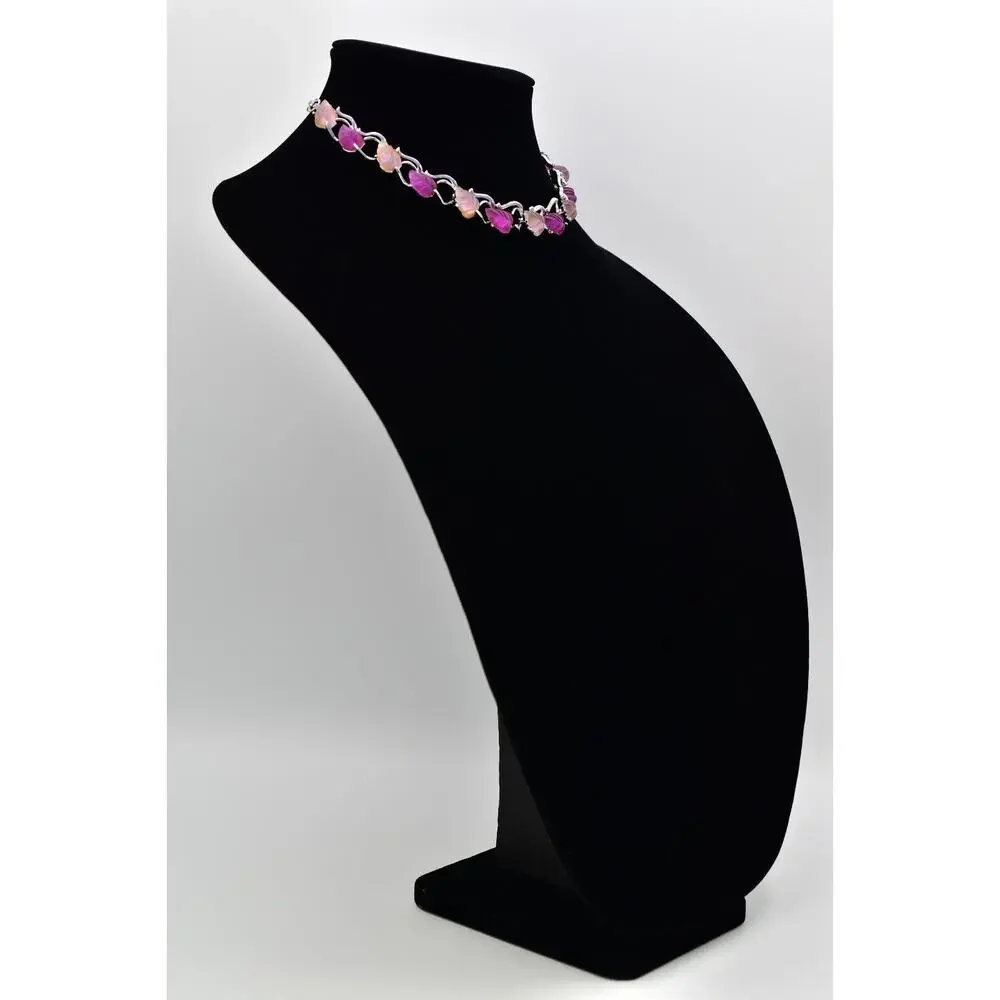 Star Vintage Choker Collar Necklace Purple Lucite Leaf Chunky Signed 1940s BinBJ